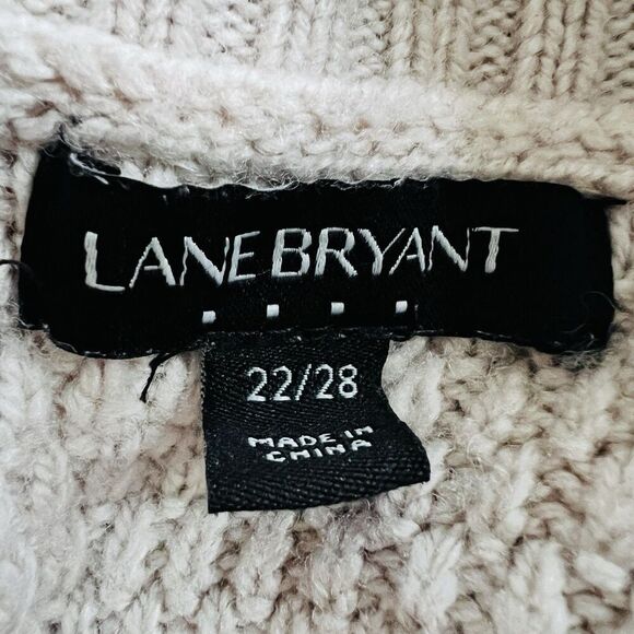 Lane Bryant Beige Wool Blend Oversize Sweater Asymmetrical Cowl Neck Plus 22/24 - Picture 7 of 9